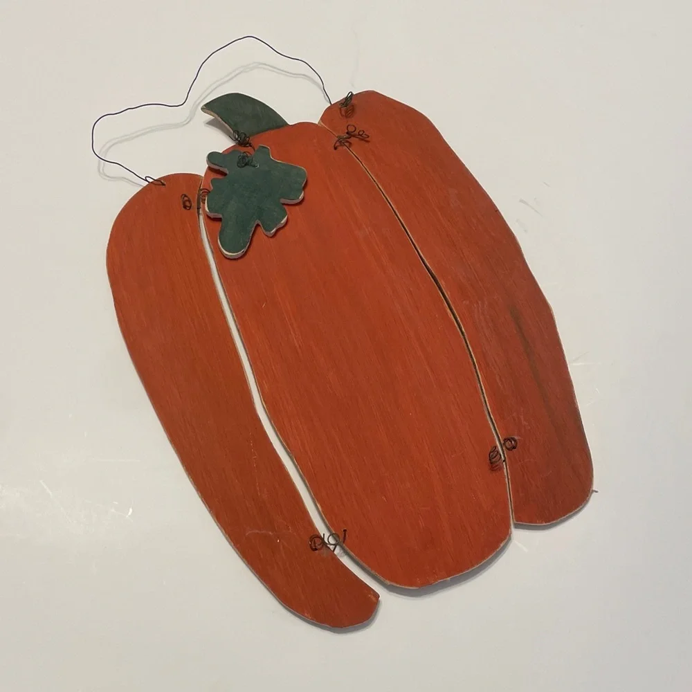 Pumpkin Rustic Orange Wooden Wood Wire Fall Halloween Wall Decor Hanging Art